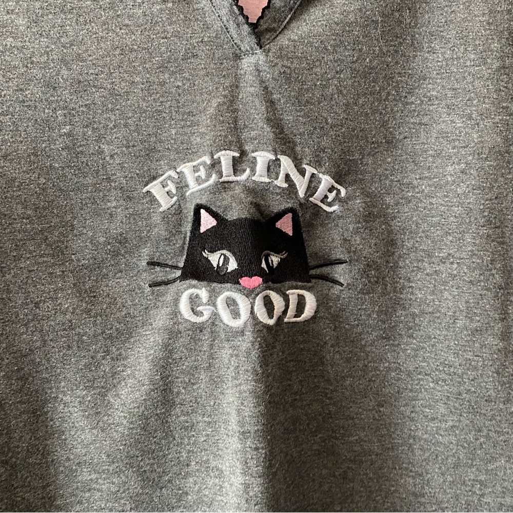 Gray and Pink Cat-Themed Womans Pjs - Picture 7 of 8